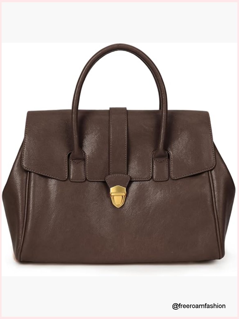 Large Faux Leather Tote Bag With Adjustable Strap, Multiple Pockets